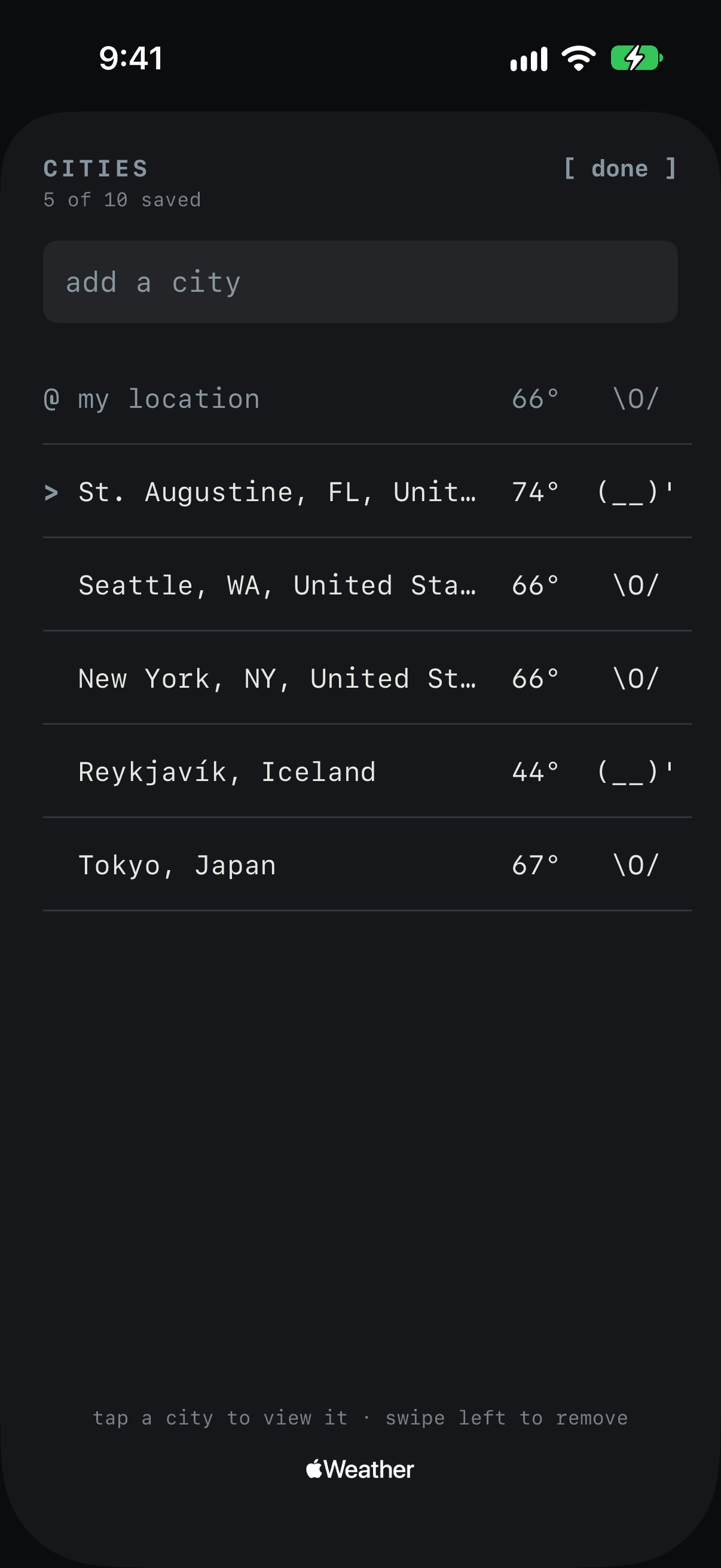 Grain Studios ASCII Weather screen 5