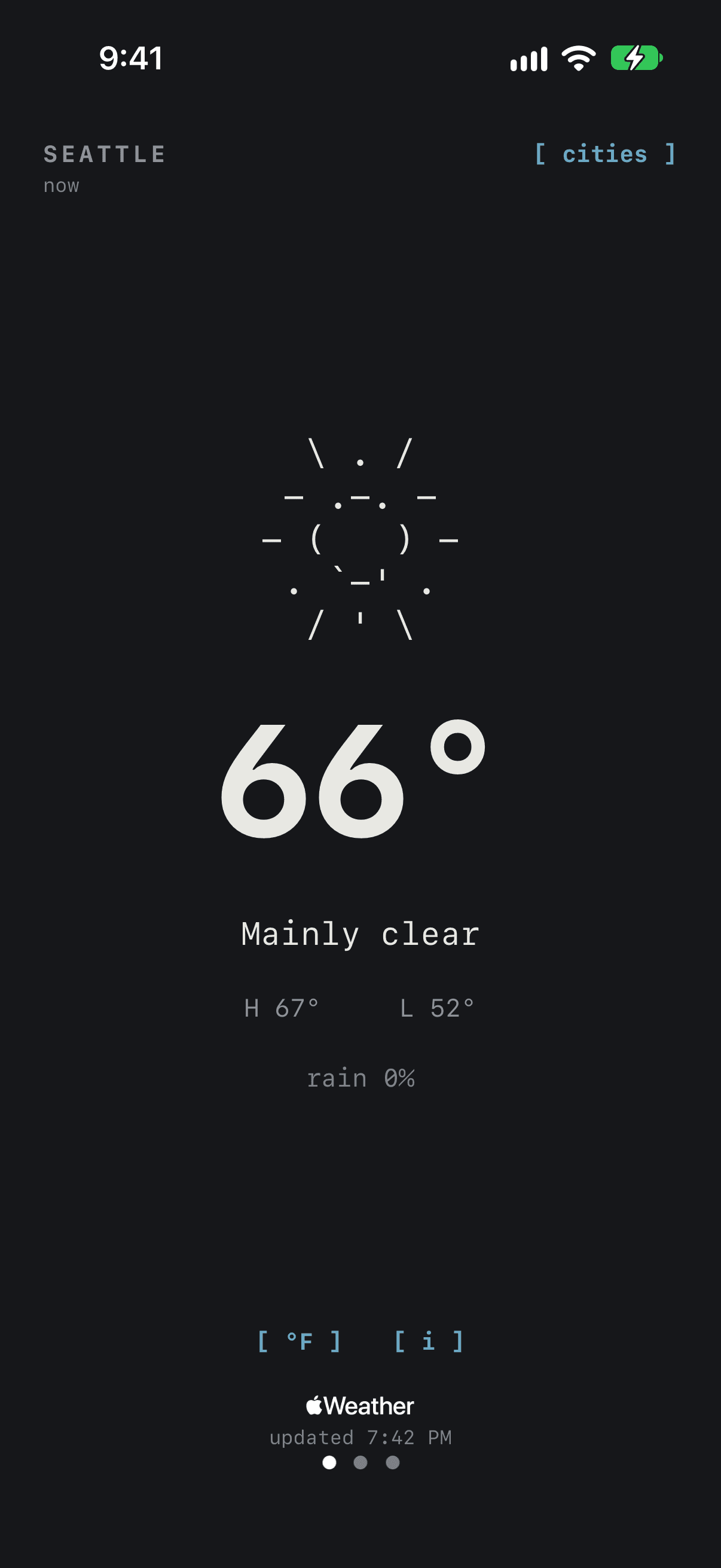 Grain Studios ASCII Weather screen 4