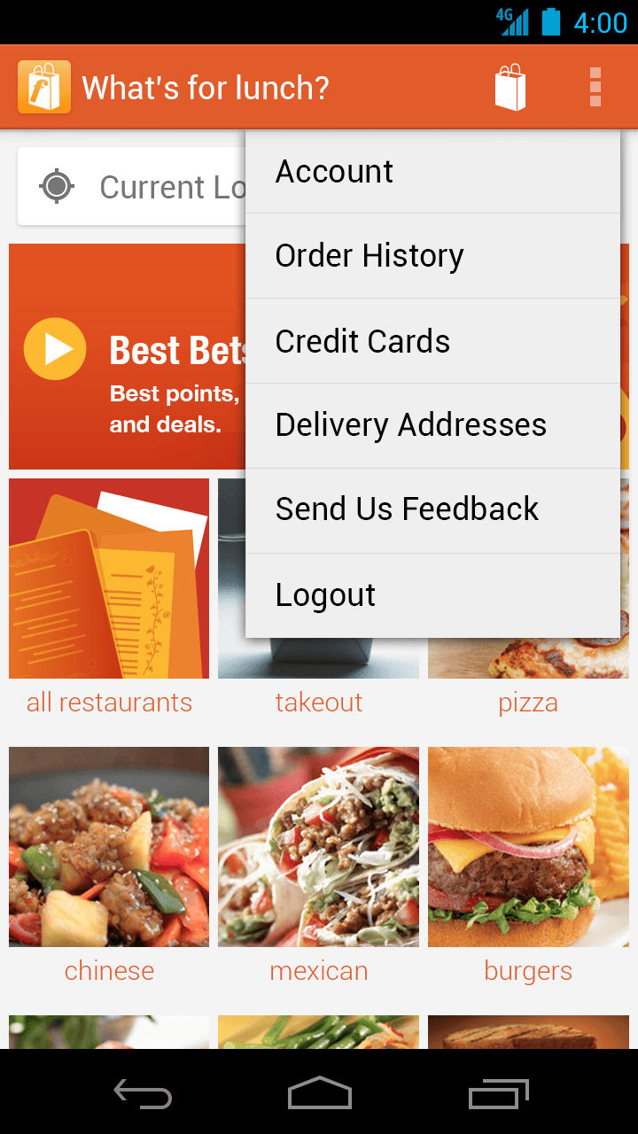 Foodler Android App screen 1