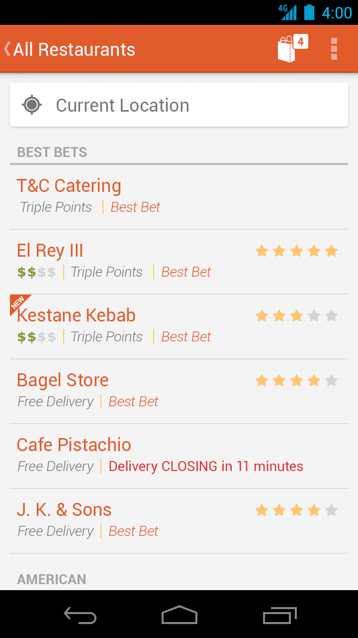 Foodler Android App screen 2