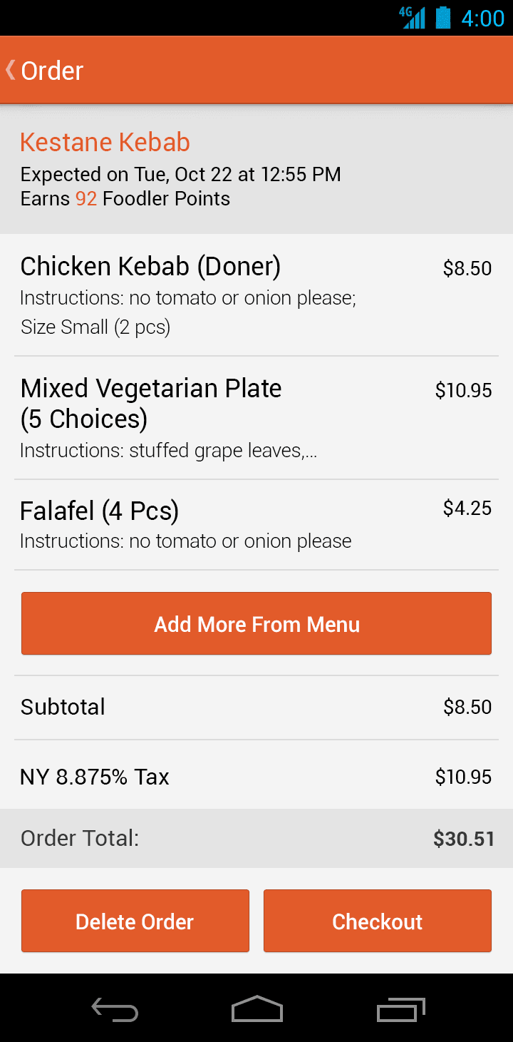 Foodler Android App screen 4