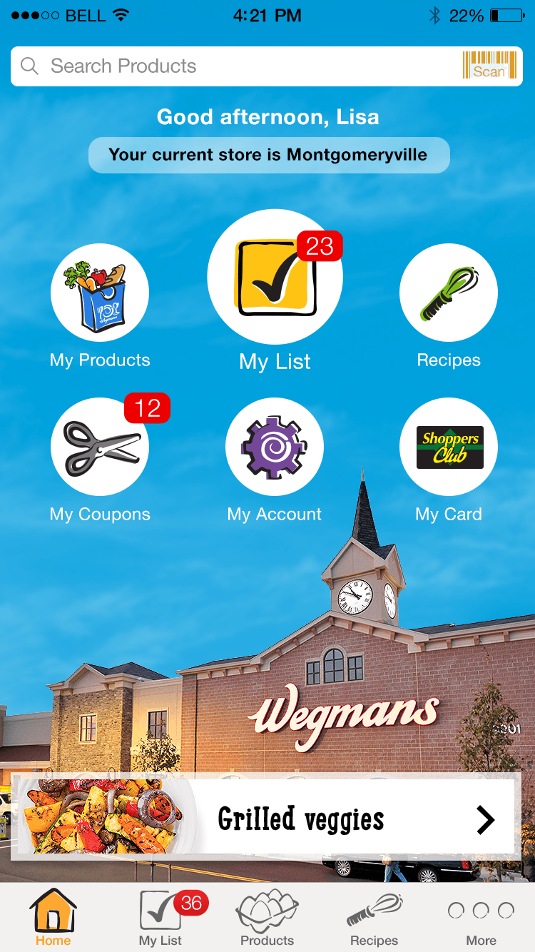 Wegmans Mobile Retail Experience screen 1