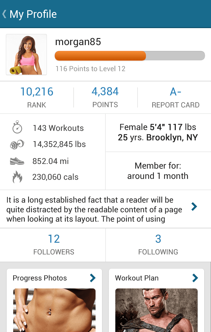 WeightTraining.com Fitness App screen 2